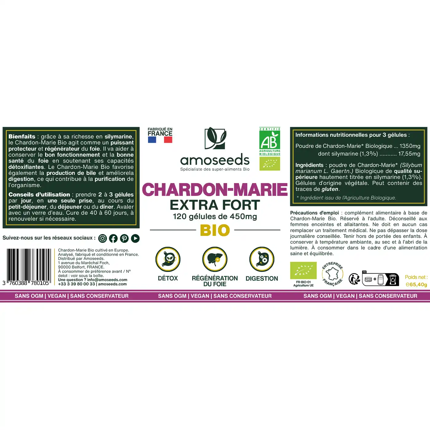 Chardon-Marie Bio, Extra Fort | 120 gélules - Image 6