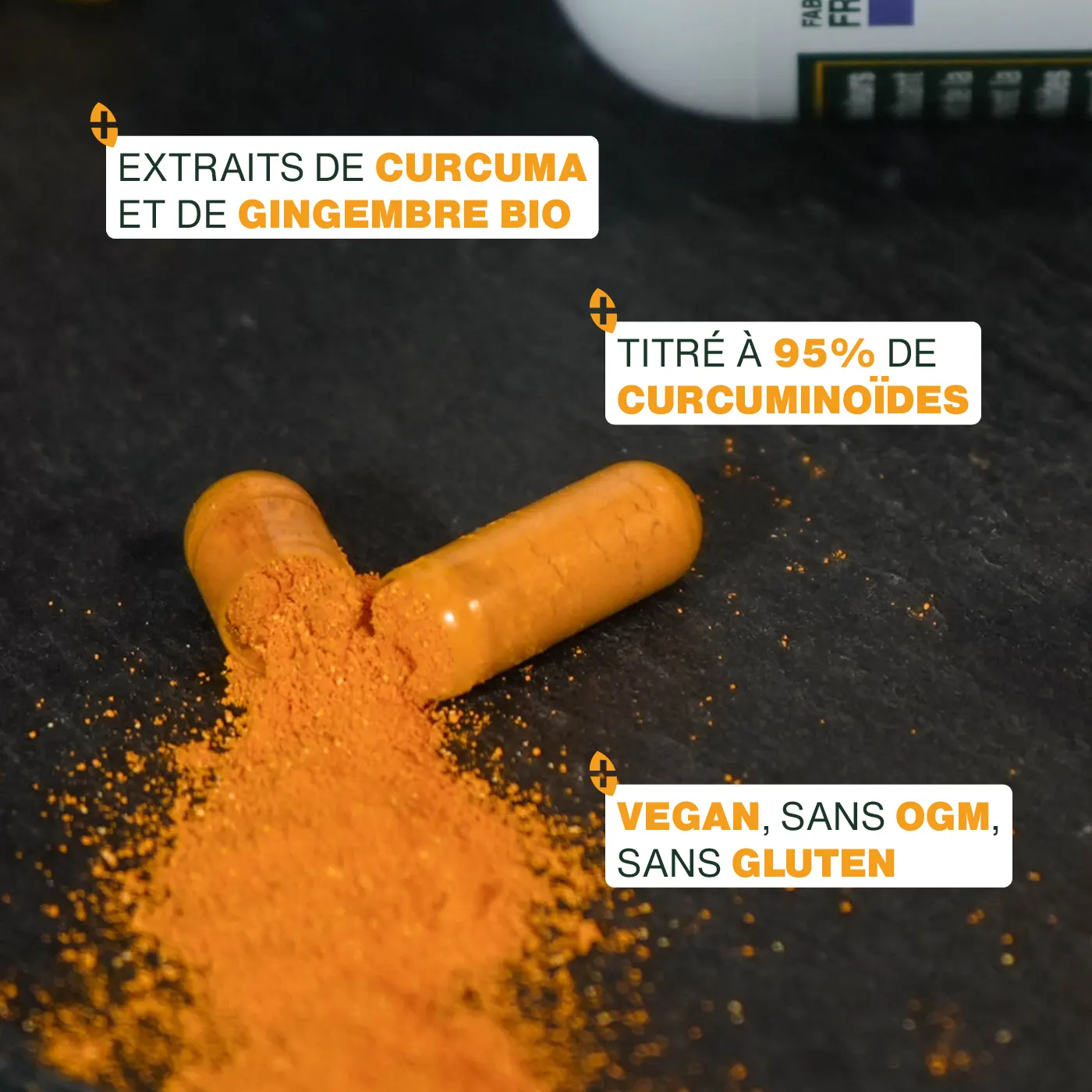 Curcuma Bio, Formule Concentrée avec Gingembre Bio | 120 gélules - Image 3
