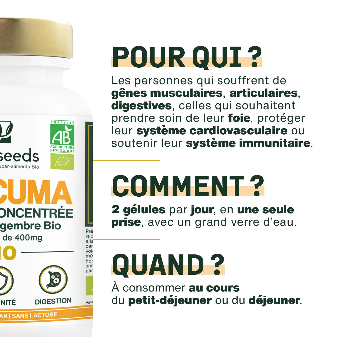 Curcuma Bio, Formule Concentrée avec Gingembre Bio | 120 gélules - Image 4