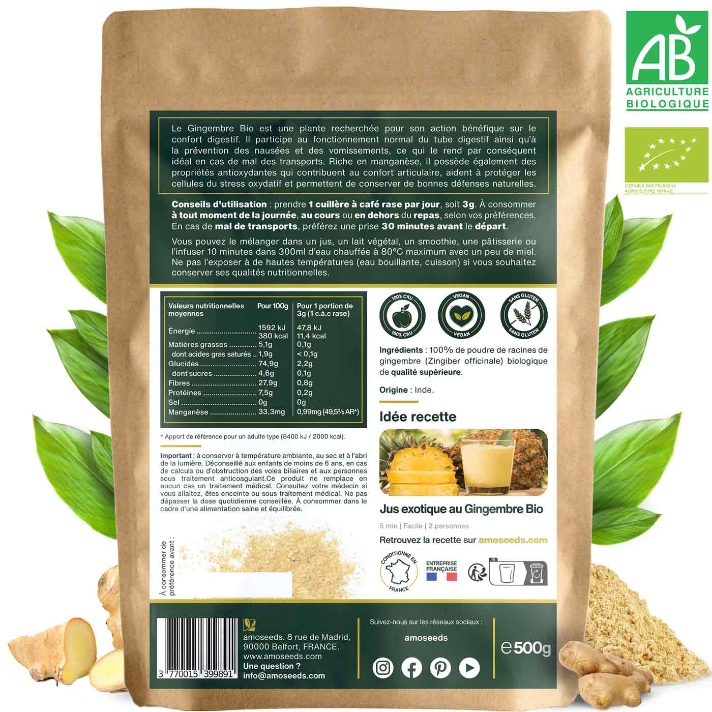 Gingembre en Poudre Bio 500G - Image 5