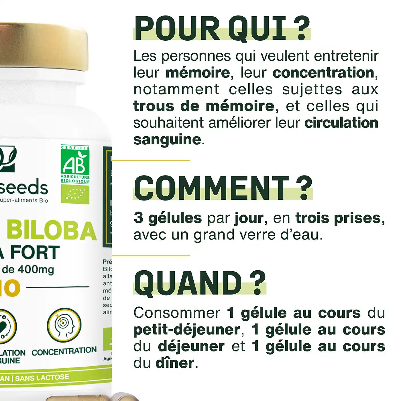 Ginkgo Biloba Bio, Extra Fort | 90 gélules - Image 4
