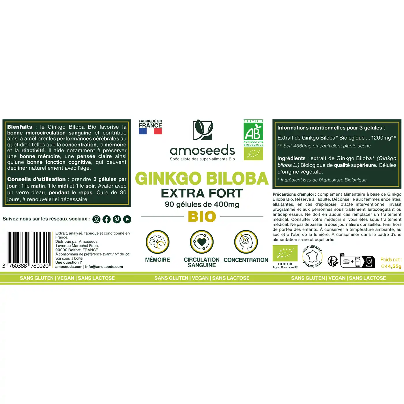 Ginkgo Biloba Bio, Extra Fort | 90 gélules - Image 6