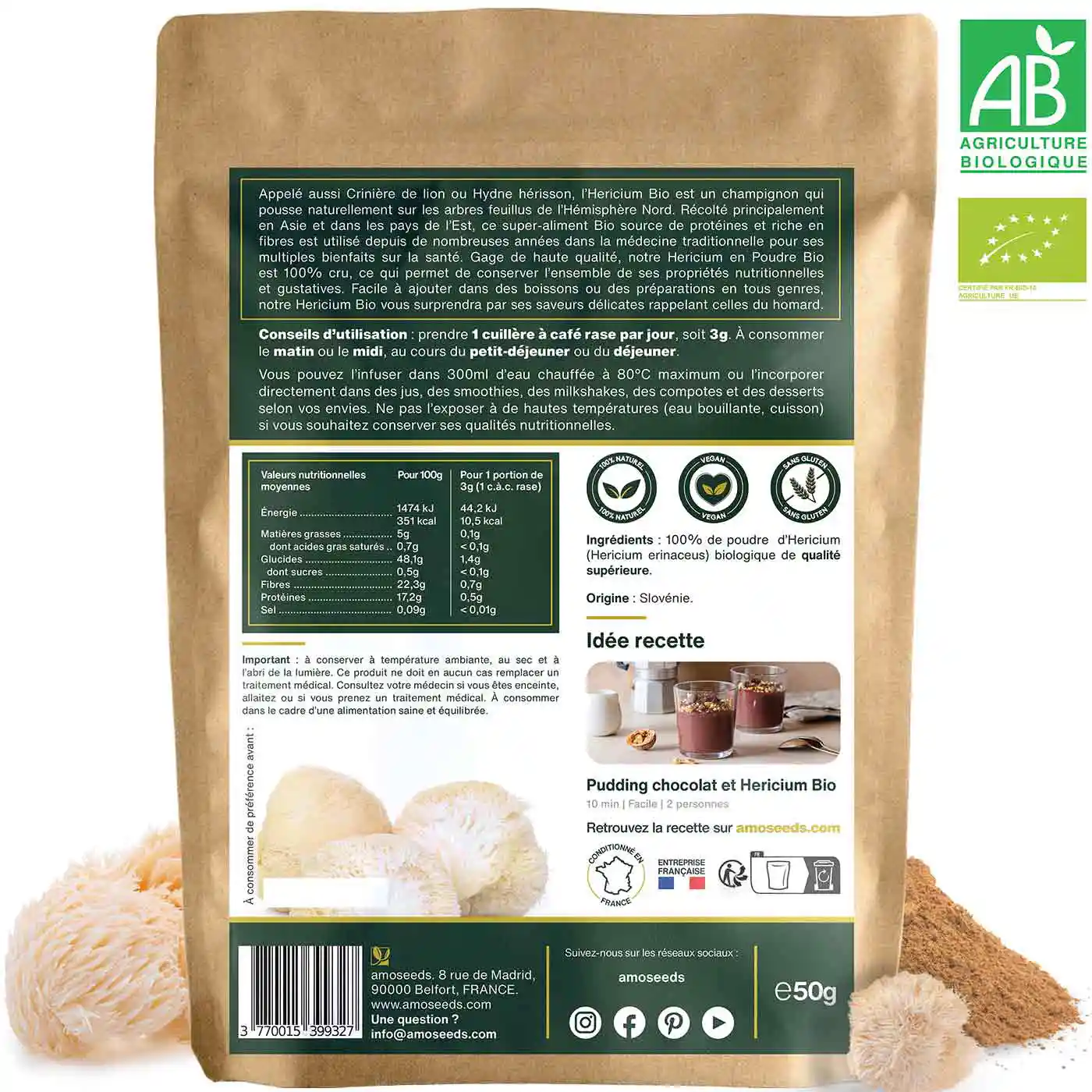 Hericium en Poudre Bio 50g - Image 6