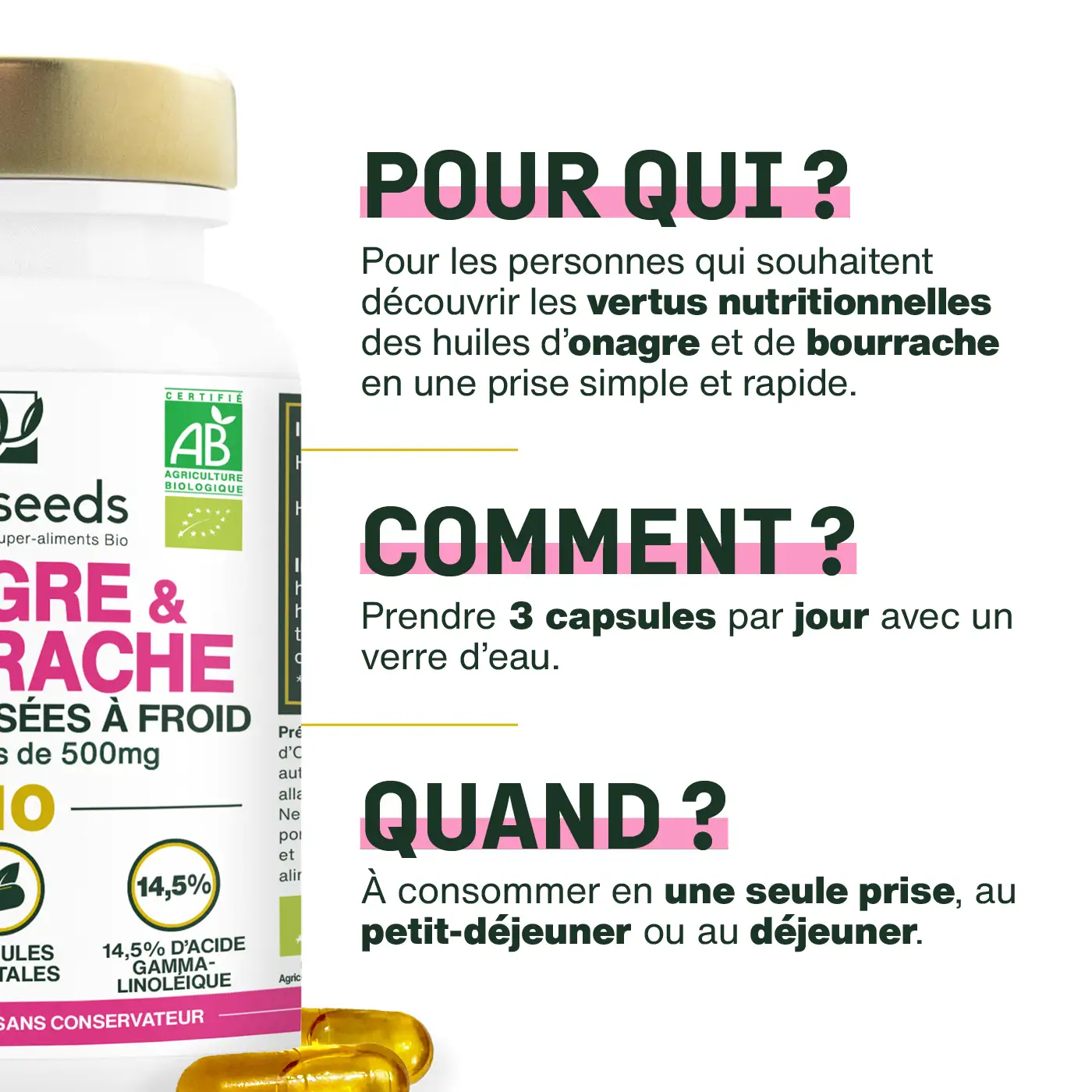 Huile Onagre et Bourrache Bio | 90 capsules - Image 4