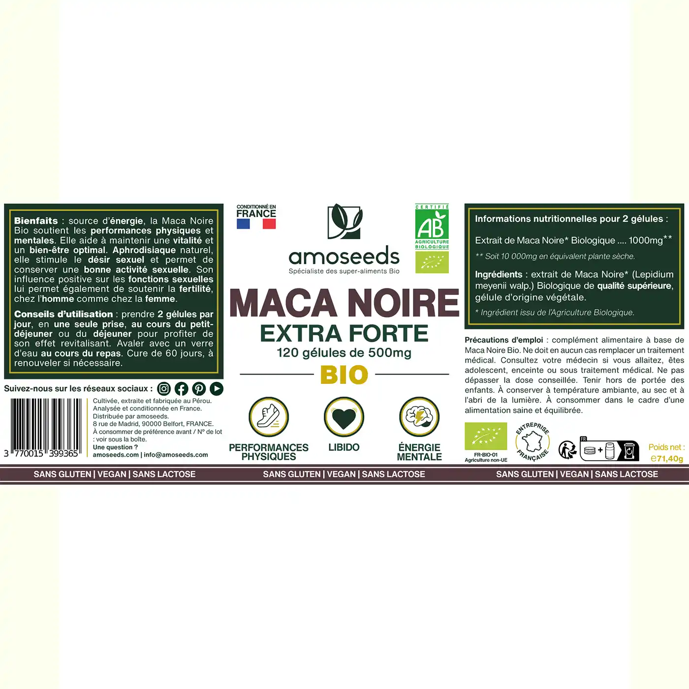Maca Noire Bio, Extra Forte | 120 gélules - Image 6