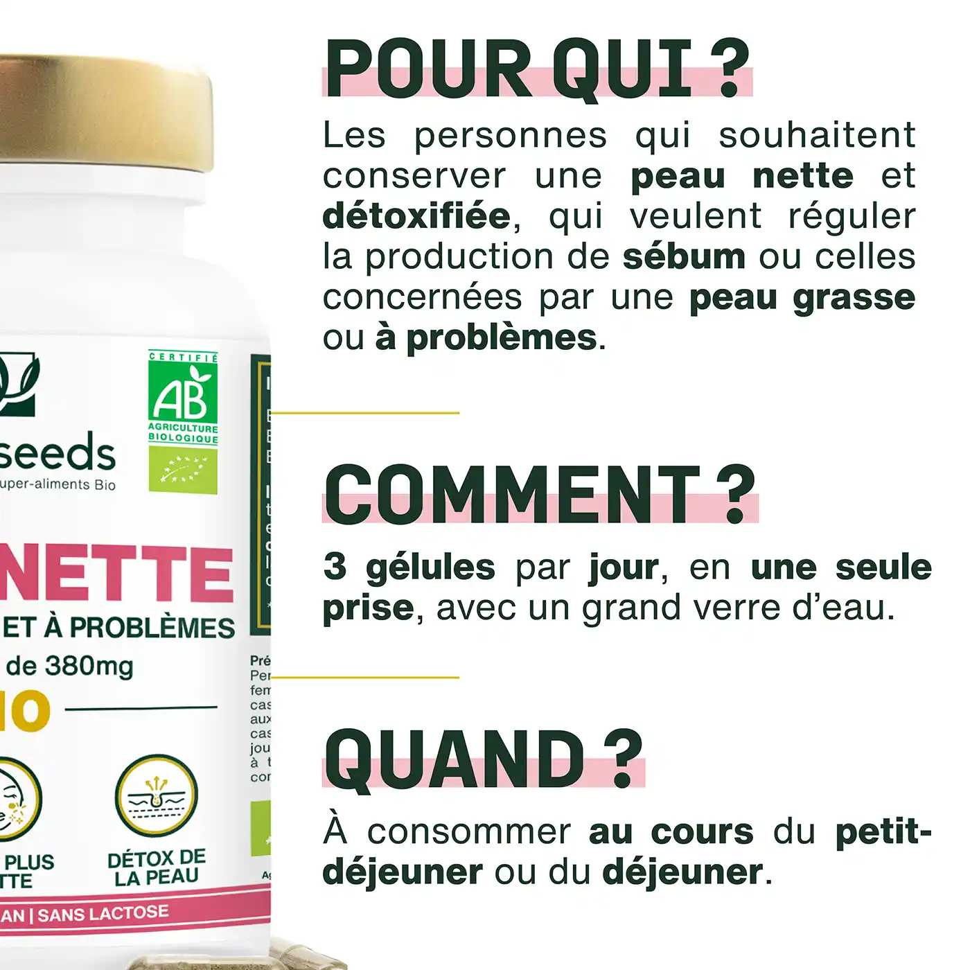 Complexe Peau Nette, Peaux grasses et à problèmes | 90 gélules - Image 4