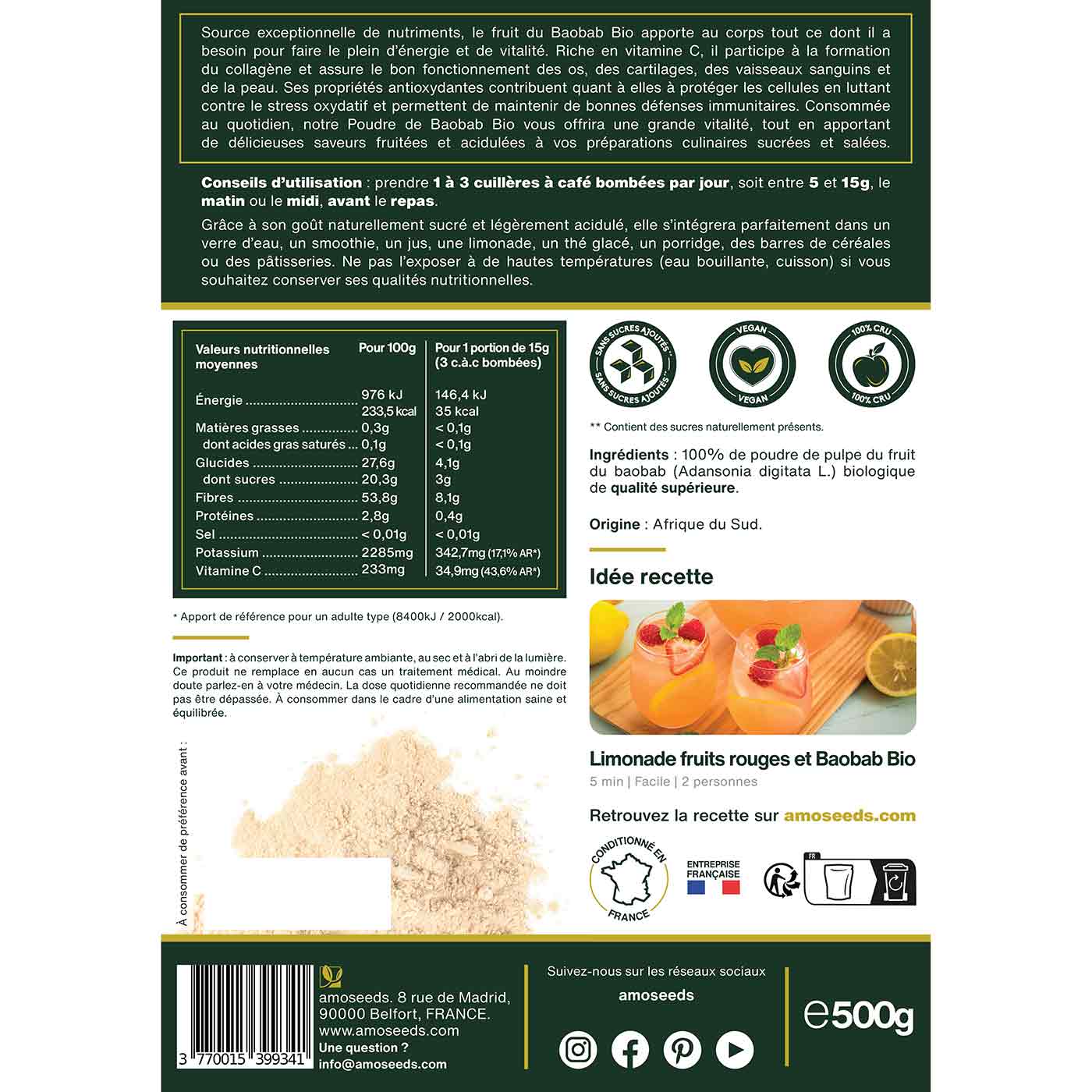 Poudre de Baobab Bio 500g - Image 8