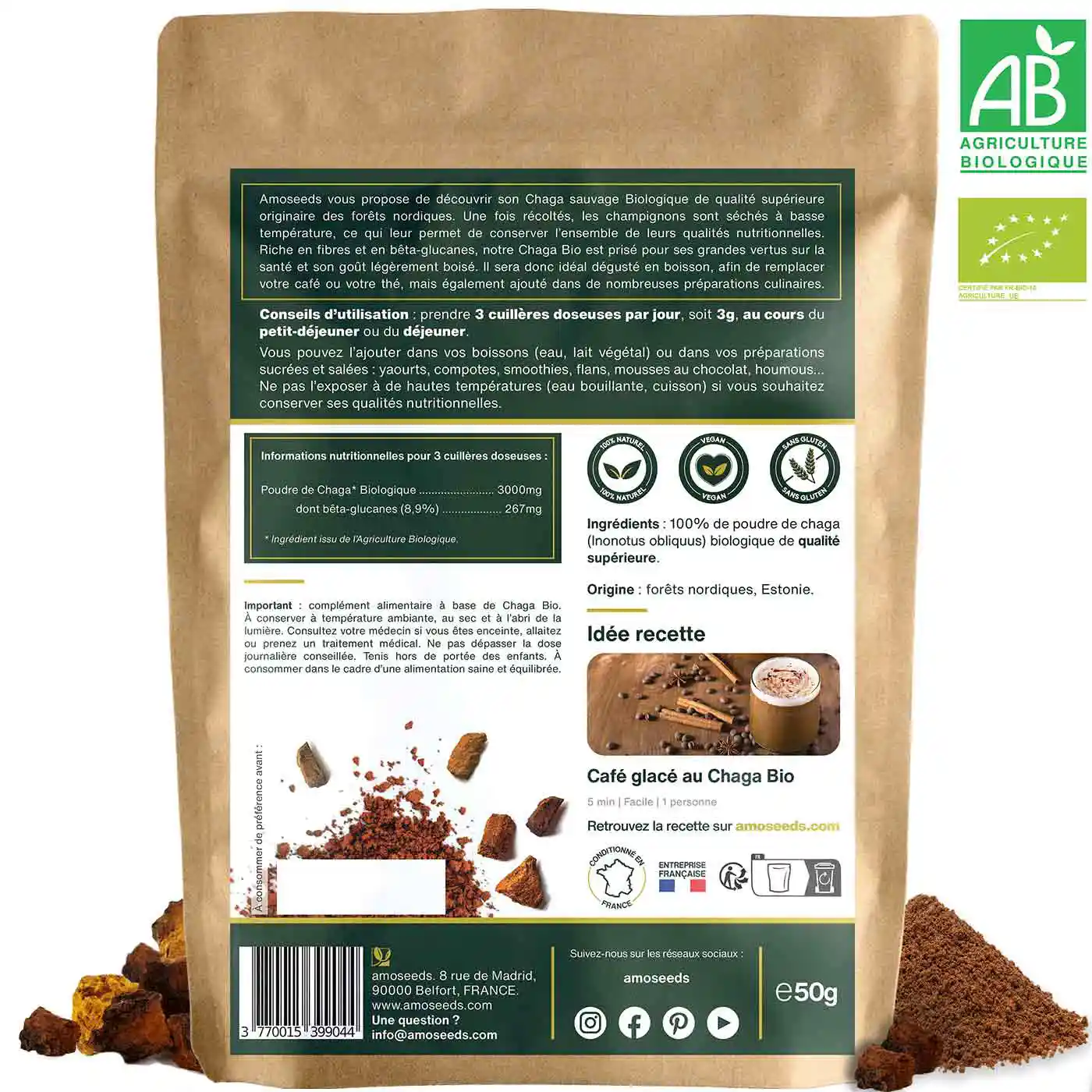 Poudre de Chaga Bio 50g - Image 6