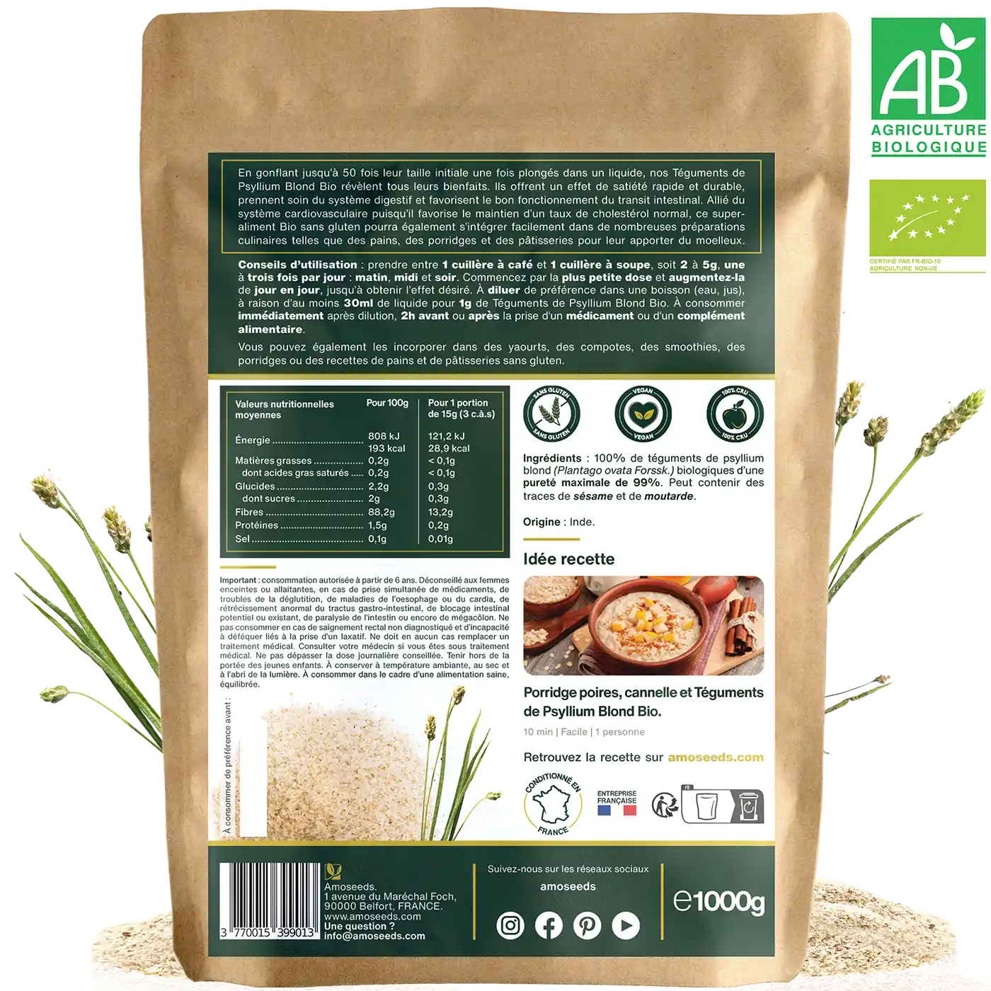 Psyllium Blond Bio 1kg (téguments) - Image 6