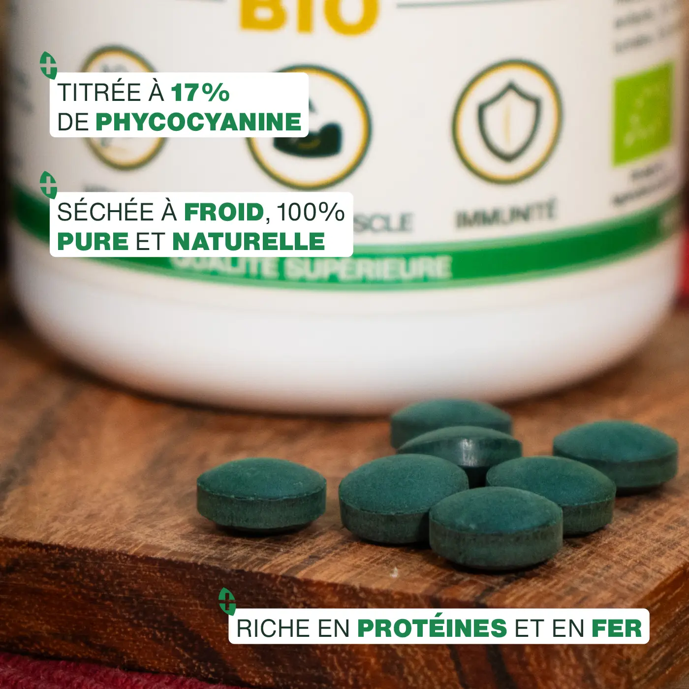 Spiruline Bio, 17% phycocyanine | 400 comprimés - Image 3