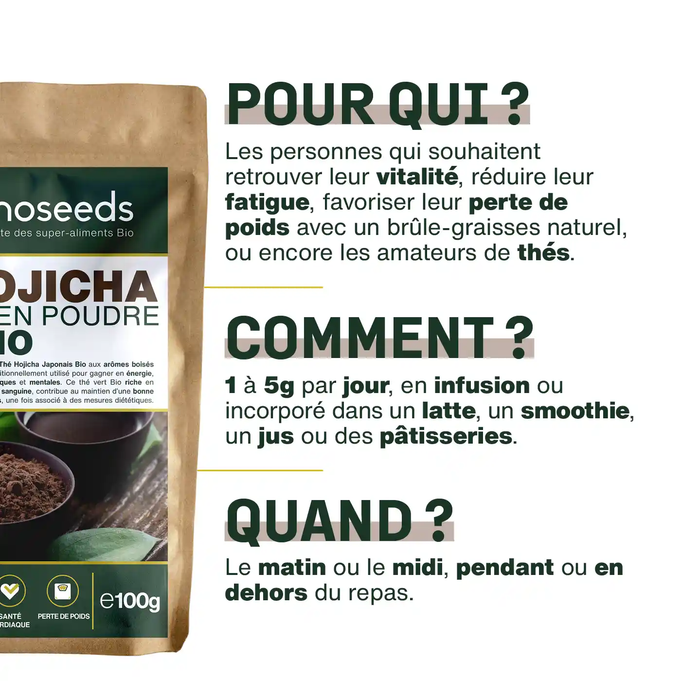 Thé Hojicha Japonais en Poudre Bio 100g - Image 4