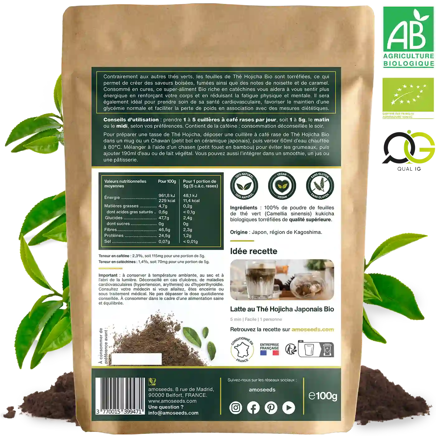 Thé Hojicha Japonais en Poudre Bio 100g - Image 6