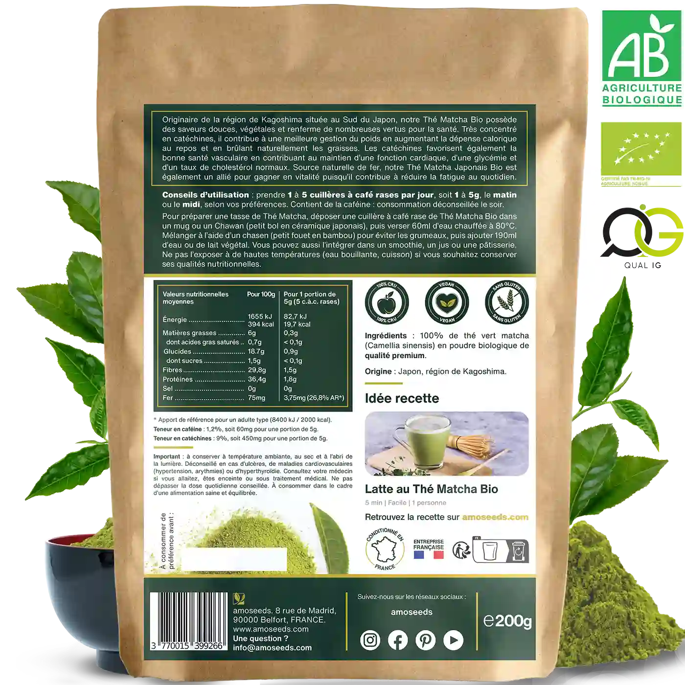 Thé Matcha Premium Japonais en Poudre Bio 200g - Image 6